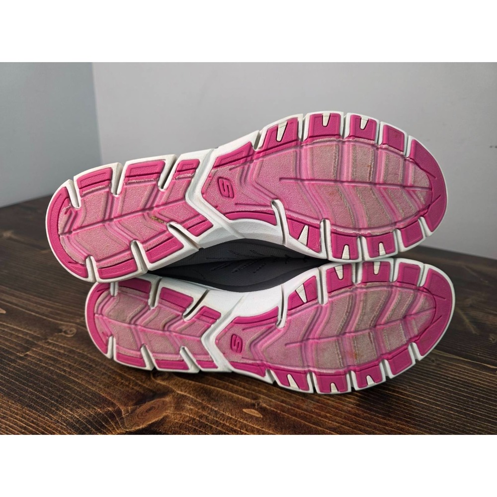 Skechers Flex Women's Sneakers Size 10 Gray Pink White Slip On Running Shoes - Picture 12 of 15